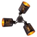 Plafoniera din metal negru, auriu-negru plastic,, D: 400, H: 210, excl 3xE14 15W 230V - imagine 4