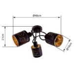 Plafoniera din metal negru, auriu-negru plastic,, D: 400, H: 210, excl 3xE14 15W 230V - imagine 6