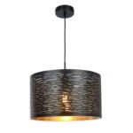 Suspensie metal negru, auriu- negru din material plastic, D: 380, H: 1200, excl 1xE27 40W 230V