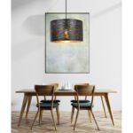 Suspensie metal negru, auriu- negru din material plastic, D: 380, H: 1200, excl 1xE27 40W 230V - imagine 3