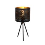 Veioza metalica negru,  auriu- negru plastic, comutator, D: 170, H: 350, excl 1xE14 25W 230V