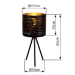 Veioza metalica negru,  auriu- negru plastic, comutator, D: 170, H: 350, excl 1xE14 25W 230V - imagine 3