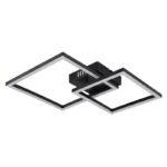 Plafonieră, plastic negru mat, plastic opal, mobilă, LxLxA: 488x353x64mm, pătrate: 20 x 20 cm și 25 x 25 cm, incl. LED 20W 230V, sursă 2150lm, ieșire 800lm, 3000K - imagine 3