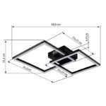 Plafonieră, plastic negru mat, plastic opal, mobilă, LxLxA: 488x353x64mm, pătrate: 20 x 20 cm și 25 x 25 cm, incl. LED 20W 230V, sursă 2150lm, ieșire 800lm, 3000K - imagine 6