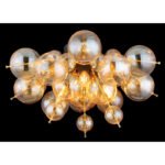 Plafonieră metal negru mat, metal auriu, sfere de sticlă de culoare chihlimbar, ø: 550mm, H: 280mm, sfere de sticlă-DM: 15 x 6 cm, 15 x 10 cm, fără 3x E14 25W 230V - imagine 3