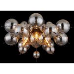 Plafonieră metal negru mat, sfere de sticlă de culoare fumurie, ø: 550mm, H: 280mm, sfere de sticlă-DM: 15 x 6 cm, 15 x 10 cm, fără 3x E14 25W 230V - imagine 3