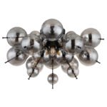 Plafonieră metal negru mat, sfere de sticlă de culoare fumurie, ø: 550mm, H: 280mm, sfere de sticlă-DM: 15 x 6 cm, 15 x 10 cm, fără 3x E14 25W 230V - imagine 4
