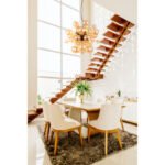 Lampă suspendată metal negru mat, metal auriu, globuri de sticlă de culoare chihlimbar, cablu PVC negru, înălțimea poate fi scurtată, ø: 550mm, H: 1200mm, globuri de sticlă-DM: 24 x 6 cm, 24 x 10 cm, excl. 6x E14 25W 230V