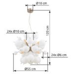 Lampă suspendată metal nichel mat, globuri de sticlă opal, cablu PVC negru, ø: 550mm, H: 1200mm, globuri de sticlă-DM: 24 x 6 cm, 24 x 10 cm, excl. 6x E14 25W 230V - imagine 5