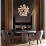 Lampă suspendată metal negru mat, globuri de sticlă de culoare fumurie, cablu PVC negru, înălțimea poate fi scurtată, ø: 550mm, H: 1200mm, globuri de sticlă-DM: 24 x 6 cm, 24 x 10 cm, excl. 6x E14 25W 230V - imagine 2