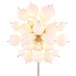 Lampă de podea din metal nichel mat, globuri de sticlă opal, cablu PVC negru, întrerupător cu pedală în cablu, ø: 550mm, H: 1550mm, lungime cablu 1800mm, globuri de sticlă-DM: 24 x 6 cm, 24 x 10 cm, excl. 6x E14 25W 230V - imagine 4