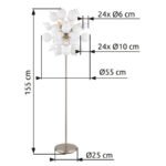 Lampă de podea din metal nichel mat, globuri de sticlă opal, cablu PVC negru, întrerupător cu pedală în cablu, ø: 550mm, H: 1550mm, lungime cablu 1800mm, globuri de sticlă-DM: 24 x 6 cm, 24 x 10 cm, excl. 6x E14 25W 230V - imagine 6