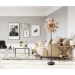 Lampă de podea metal negru mat, globuri de sticlă de culoare fumurie, cablu PVC negru, întrerupător cu pedală în cablu, ø: 550mm, H: 1550mm, lungime cablu 1800mm, globuri de sticlă-DM: 24 x 6 cm, 24 x 10 cm, excl. 6x E14 25W 230V - imagine 2