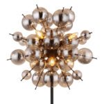 Lampă de podea metal negru mat, globuri de sticlă de culoare fumurie, cablu PVC negru, întrerupător cu pedală în cablu, ø: 550mm, H: 1550mm, lungime cablu 1800mm, globuri de sticlă-DM: 24 x 6 cm, 24 x 10 cm, excl. 6x E14 25W 230V - imagine 4