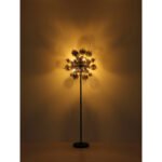 Lampă de podea metal negru mat, globuri de sticlă de culoare fumurie, cablu PVC negru, întrerupător cu pedală în cablu, ø: 550mm, H: 1550mm, lungime cablu 1800mm, globuri de sticlă-DM: 24 x 6 cm, 24 x 10 cm, excl. 6x E14 25W 230V - imagine 5