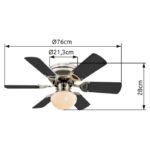 Ventilator nichel mat, 3  viteze, 2 directii de invartire,intrerupator cu lant, D:760, H:280, exkl. 1xE27 60W 230V - imagine 4