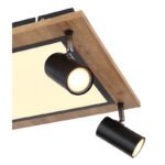 Plafonieră metal negru, MDF, imitație de lemn închis, plastic alb, comutare funcție prin întrerupător de perete, memorie, comutare: LED/GU10/ambele împreună, 450x450x130mm, LED 24W 230V, sursă 3000lm, ieșire 1900lm, 3000K, fără becuri 4xGU10 LED 5W - imagine 5