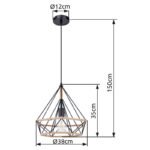 Pendul Ulleu, Negru, E27 1x60W, H1500mm, Globo - imagine 4