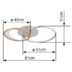 Plafoniera aluminiu argintiu/auriu periat, acrilic transparent, plastic opal, mai multe niveluri prin comutator de perete, telecomanda, LxLxH: 810x510x110mm, inel-DM: 51 cm si 40 cm, LED 40W 230V, sursa 600-5738lm, iesire 300-1684lm, CCT 2700-6500K - imagine 6