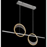 Lampa suspendată aluminiu periat argintiu/auriu, plastic alb, reglabil, mai multe niveluri prin întrerupător de perete, funcție de memorie, telecomandă, LxLxH: 1204x105x1200mm, LED 40W 230V, sursa 600-4552lm, iesire 300-1761lm, CCT 2700-6500K - imagine 3