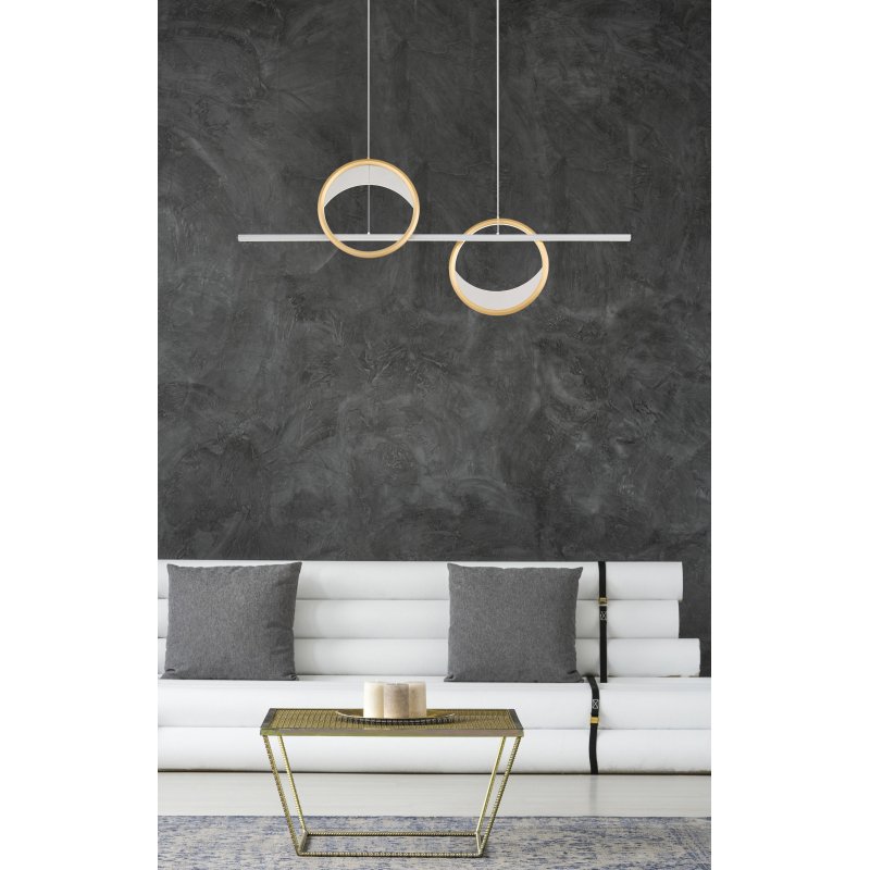 umbra-67333-40h-g28948-6 Lampa suspendată aluminiu periat argintiu/auriu, plastic alb, reglabil, mai multe niveluri prin întrerupător de perete, funcție de memorie, telecomandă, LxLxH: 1204x105x1200mm, LED 40W 230V, sursa 600-4552lm, iesire 300-1761lm, CCT 2700-6500K - imagine 1
