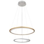 Lumină suspendată aluminiu periat argintiu/auriu, plastic alb, reglabil, mai multe niveluri prin întrerupător de perete, funcție de memorie, telecomandă, ø: 617mm, H: 1200mm, LED 40W 230V, sursă 600-4704lm, ieșire 300-2127lm, CCT 2700-6500 - imagine 3