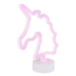 Element decorativ, plastic alb mat, plastic opal, comutator glisant, unicorn, LxLxA: 200x100x285mm, incl. LED 2W 4.5V, roz