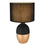 Lampă de masă din ceramică negru/auriu, textil negru, cablu PVC negru, întrerupător pe cablu, ø: 250mm, I: 430mm, lungime cablu 1500mm, fără bec 1x E14 40W 230V