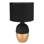 Lampă de masă din ceramică negru/auriu, textil negru, cablu PVC negru, întrerupător pe cablu, ø: 250mm, I: 430mm, lungime cablu 1500mm, fără bec 1x E14 40W 230V - imagine 3