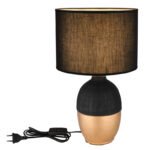 Lampă de masă din ceramică negru/auriu, textil negru, cablu PVC negru, întrerupător pe cablu, ø: 250mm, I: 430mm, lungime cablu 1500mm, fără bec 1x E14 40W 230V - imagine 4