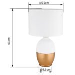 Lampă de masă din ceramică negru/auriu, textil negru, cablu PVC negru, întrerupător pe cablu, ø: 250mm, I: 430mm, lungime cablu 1500mm, fără bec 1x E14 40W 230V - imagine 5