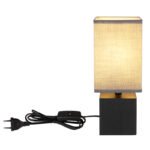 Lampă de masă din lemn negru, textil antracit, cablu negru din PVC, întrerupător pe cablu, L x l x I: 120x120x300mm, lungime cablu 1500mm, fără bec 1x E27 7W 230V - imagine 5