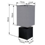 Lampă de masă din lemn negru, textil antracit, cablu negru din PVC, întrerupător pe cablu, L x l x I: 120x120x300mm, lungime cablu 1500mm, fără bec 1x E27 7W 230V - imagine 6