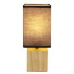 Lampă de masă din lemn natural, textil negru, cablu PVC negru, întrerupător pe cablu, L x l x I: 120x120x300mm, lungime cablu 1500mm, fără bec 1x E27 7W 230V - imagine 4