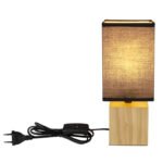 Lampă de masă din lemn natural, textil negru, cablu PVC negru, întrerupător pe cablu, L x l x I: 120x120x300mm, lungime cablu 1500mm, fără bec 1x E27 7W 230V - imagine 5