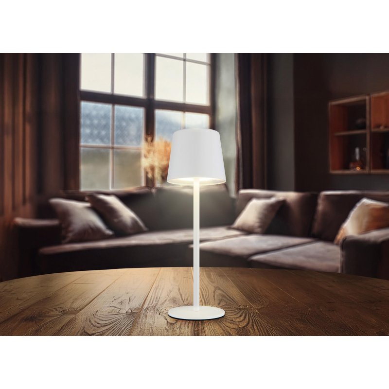 vancouver-58482w-g30032-6 Lampă de masă metal alb mat, plastic opal, touch on/off, variator tactil continuu, excl. adaptor, cablu USB inclus, USB-A 2.0/USB-C, IP44, ø: 85mm, H: 280mm, lungime cablu 800mm, incl. LED 1.2W 230V, sursă 130lm, ieșire 50lm, CCT 3000/4500/6000K - imagine 1