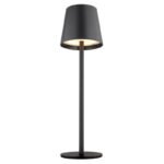 Lampă de masă metal/plastic negru mat, plastic alb, touch on/off, reglabil, variator de intensitate, USB-A 2.0 - USB-C, baterie CR18650 1800mAh 3.7V, IP44, ø: 106mm H: 360mm, 2 înălțimi de montaj: 36cm sau 24cm, LED 3W 230V, sursă 300lm, 130lm, 3000K - imagine 5