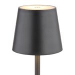 Lampă de masă metal/plastic negru mat, plastic alb, touch on/off, reglabil, variator de intensitate, USB-A 2.0 - USB-C, baterie CR18650 1800mAh 3.7V, IP44, ø: 106mm H: 360mm, 2 înălțimi de montaj: 36cm sau 24cm, LED 3W 230V, sursă 300lm, 130lm, 3000K - imagine 6