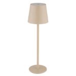 Lampă de masă metal color nisip mat, plastic color nisip mat, plastic opal, cablu PVC negru, touch on/off, reglabil, variator tactil continuu, funcție de memorie, USB-A 2.0 - USB-C, baterie inclusă CR18650 1800mAh 3.7V , IP44, 3000K - imagine 3