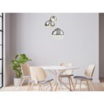 Suspensie nichel mat, sticla crom transparent , 3 bile cu DM: 20 - 25 de - 30 cm, D: 510, H: 1200, excl 3xE27 40W 230V. - imagine 2
