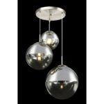 Suspensie nichel mat, sticla crom transparent , 3 bile cu DM: 20 - 25 de - 30 cm, D: 510, H: 1200, excl 3xE27 40W 230V. - imagine 4