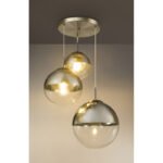 Suspensie nichel mat, sticla crom transparent , 3 bile cu DM: 20 - 25 de - 30 cm, D: 510, H: 1200, excl 3xE27 40W 230V. - imagine 5