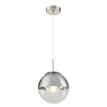 Suspensie nichel mat, sticla crom transparent, D: 200, H: 1200, excl 1xE27 40W 230V