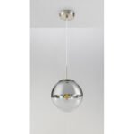 Suspensie nichel mat, sticla crom transparent, D: 200, H: 1200, excl 1xE27 40W 230V - imagine 5