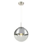 Suspensie nichel mat, sticla crom transparent, D: 250, H: 1200, excl 1xE27 40W 230V