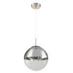Suspensie nichel mat, sticla crom transparent, D: 250, H: 1200, excl 1xE27 40W 230V - imagine 3