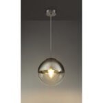 Suspensie nichel mat, sticla crom transparent, D: 250, H: 1200, excl 1xE27 40W 230V - imagine 5