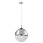 Suspensie nichel mat, sticla crom transparent, D: 300, H: 1200, excl 1xE27 40W 230V