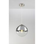 Suspensie nichel mat, sticla crom transparent, D: 300, H: 1200, excl 1xE27 40W 230V - imagine 5