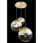 Suspensie ,metal auriu mat, sticla auriu transparent, 3 bile cu DM: 20 - 25 - 30 cm, D: 510, H: 1200, excl 3xE27 40W 230V - imagine 4